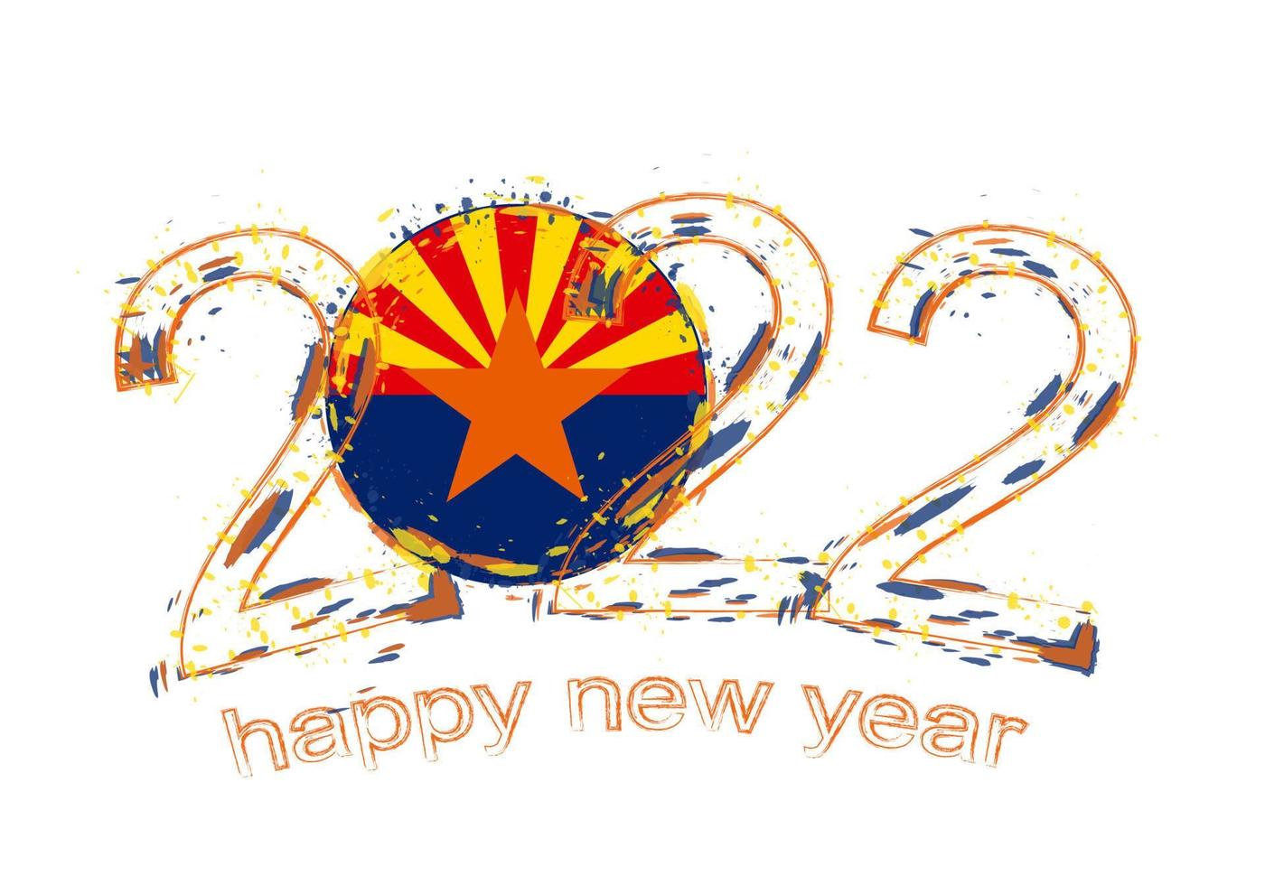 Happy New 2022 Year with flag of Arizona. vector