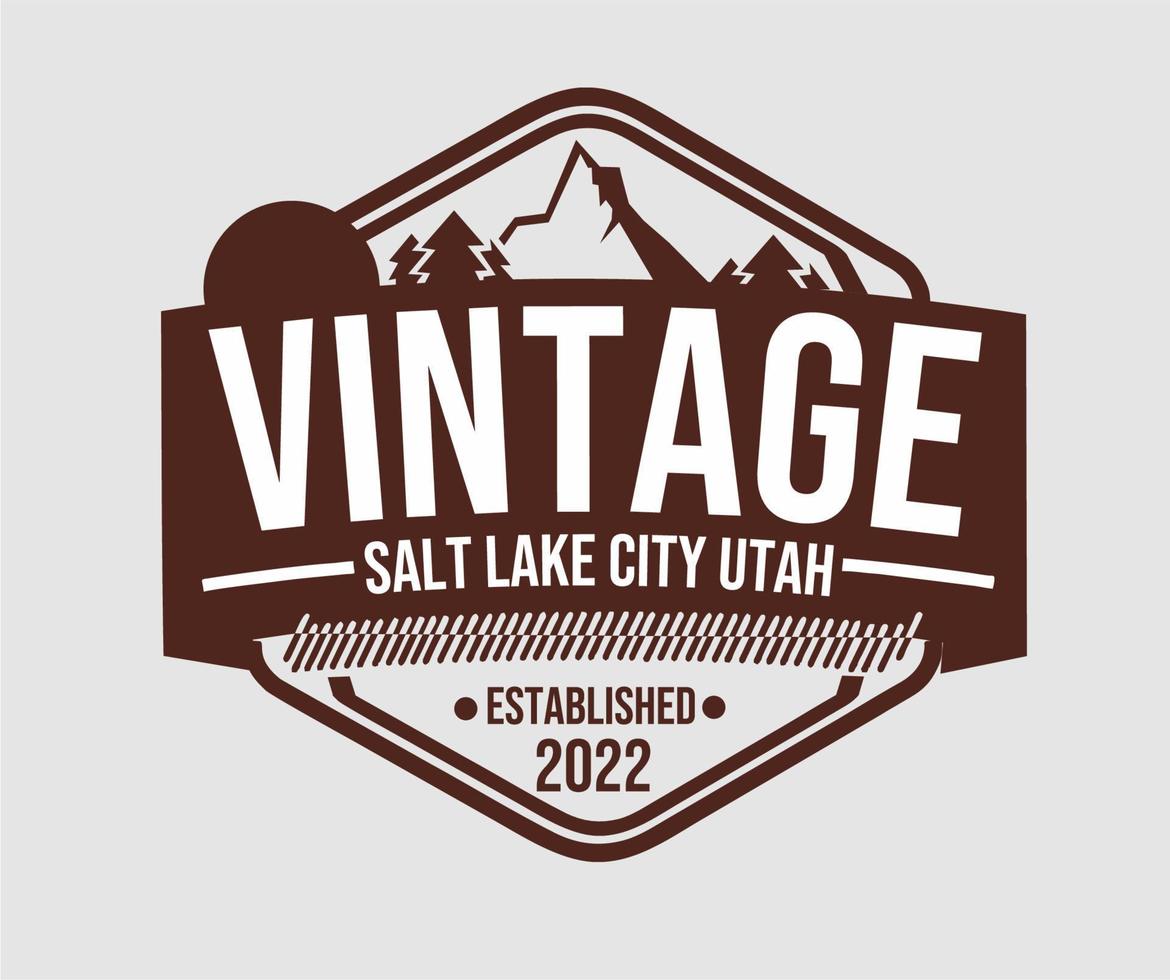 simple vintage mountain logo design vector