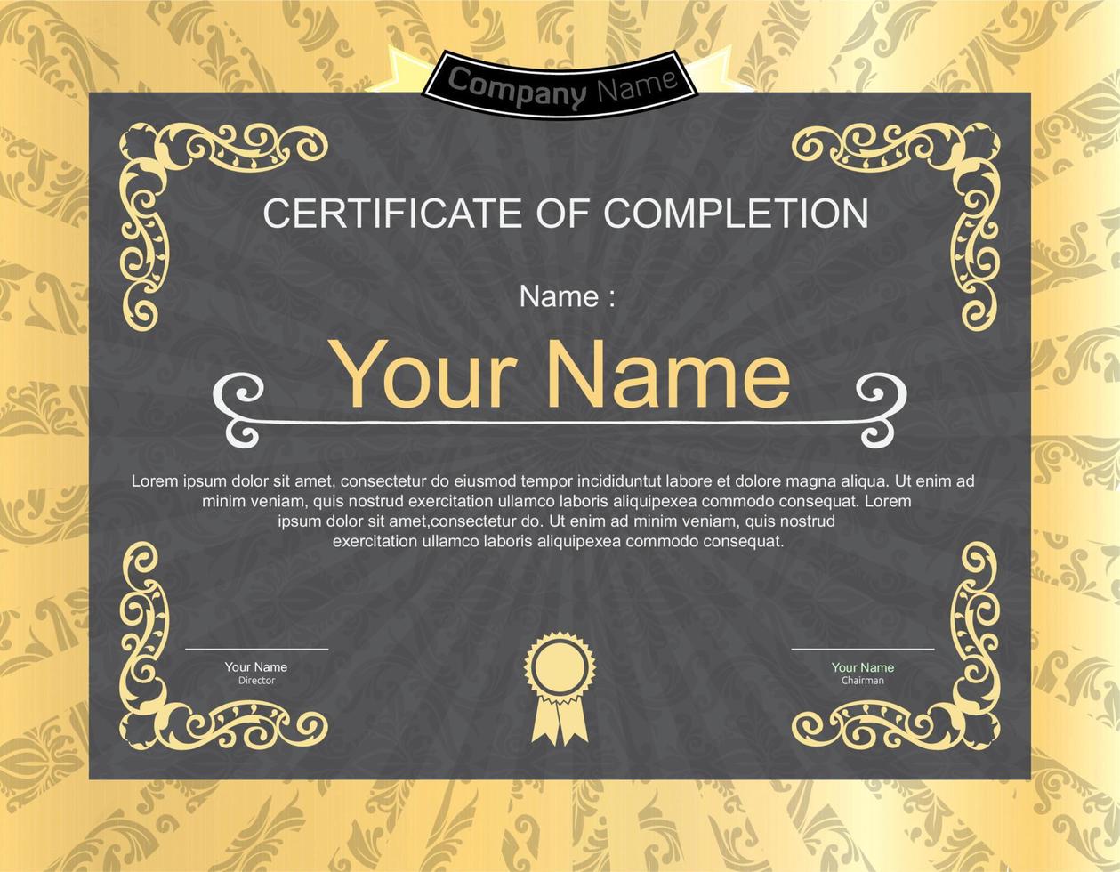 certificate template modern elegant gold and black color vector