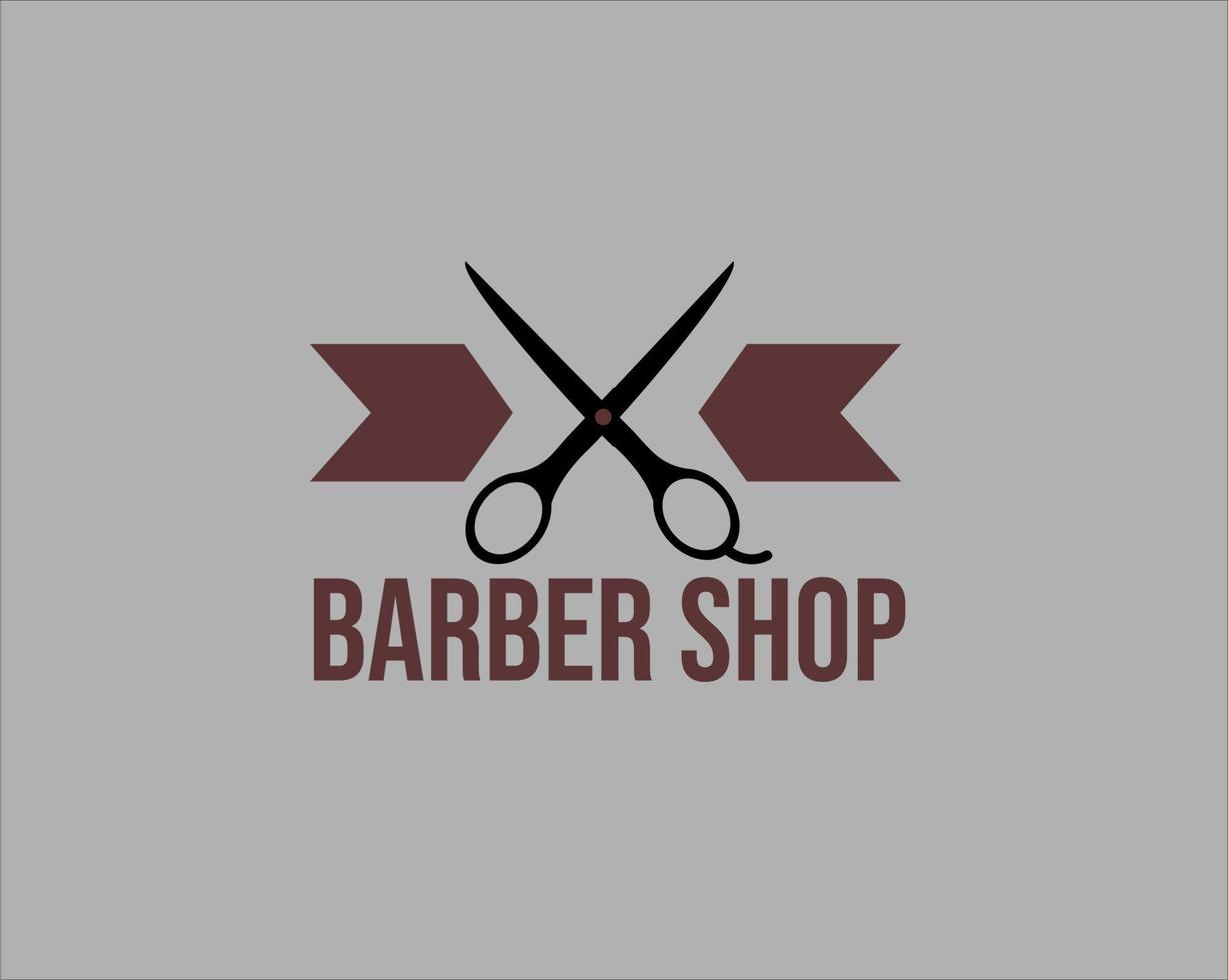 último icono de vector de logotipo de tijeras de barbería