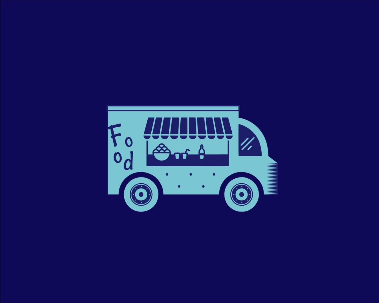 food truck logo design in blue color vector