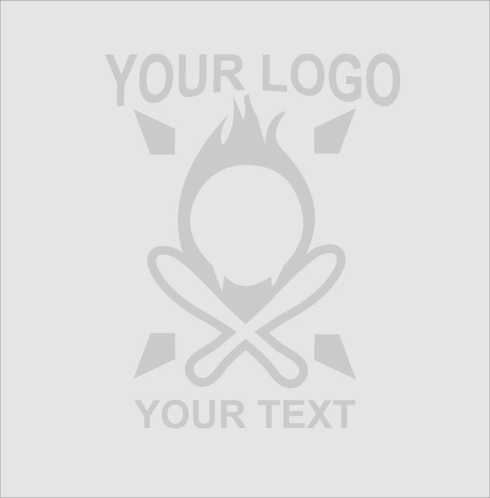 logo name icon template with a circle and a fire on it vector