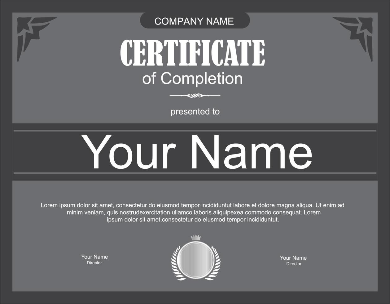 elegant black minimalist certificate template design vector