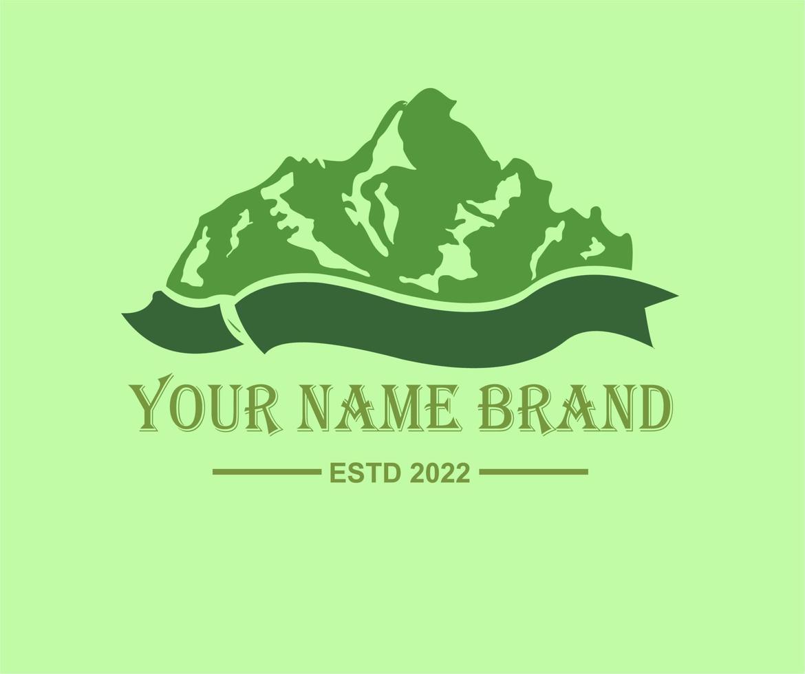 green simple mountain logo design vector