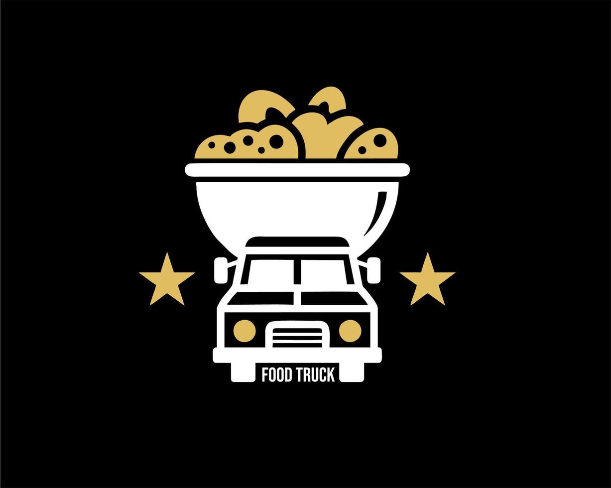 logotipo de camión de comida desde el frente vector