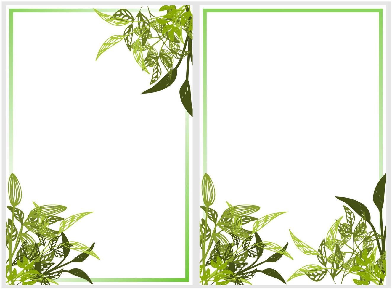 geometric floral frame green leaves, herbal frame vector