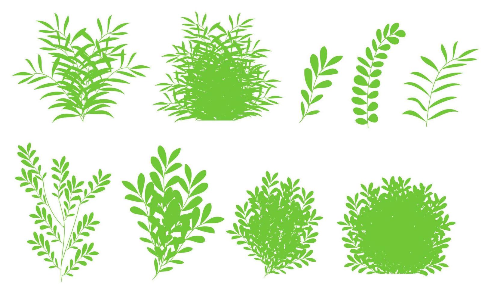 arbusto verde, conjunto de arbustos de árboles vector