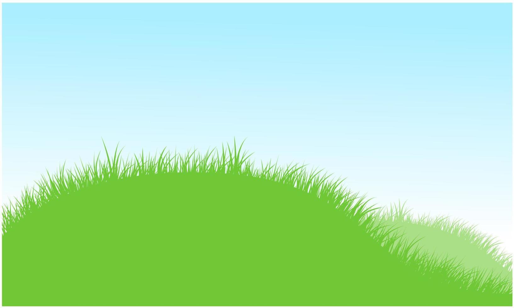 grassy hill field, green grassy landscape vector