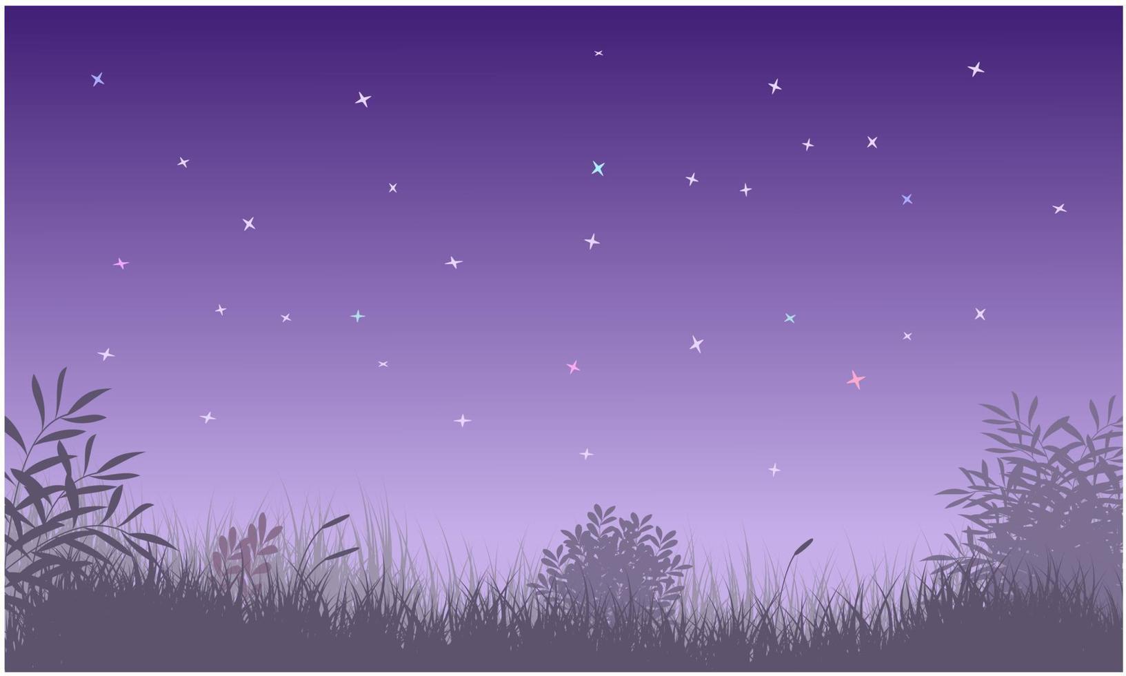 grassy night sky with stars vector