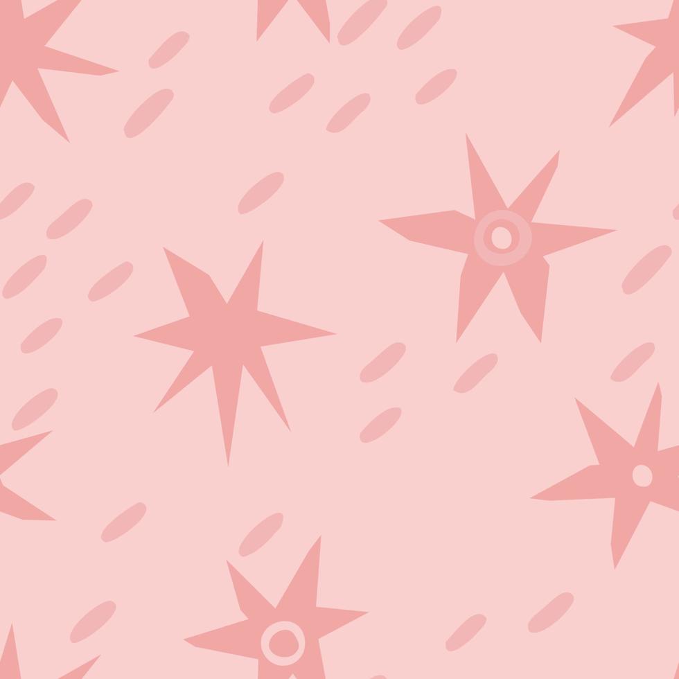 seamless pattern with carved stars with different patterns on them. holiday vector hand drawn illustration. print for fabric, wrapping paper, takeaway tableware.