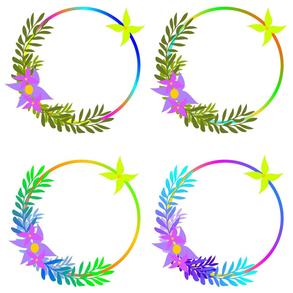 geometric floral frame, herbal frame vector