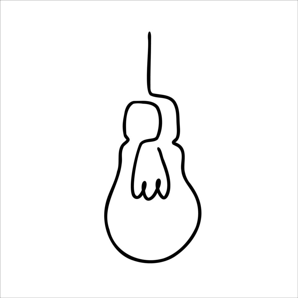 light bulb drawn with one line. Doodle light bulb drawn with black line. vector