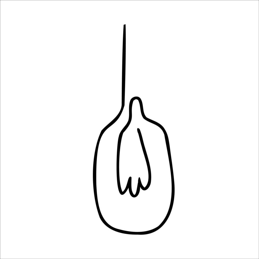 light bulb drawn with one line. Doodle light bulb drawn with black line. vector