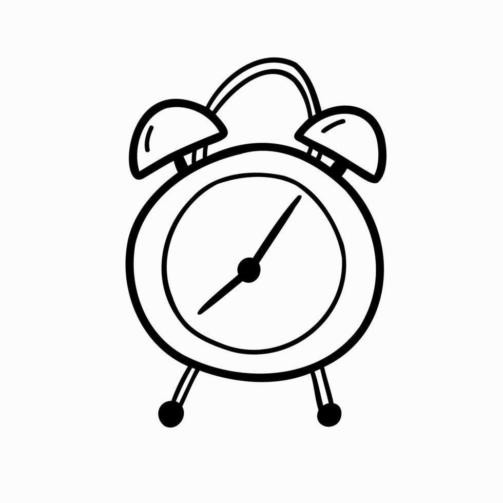doodle alarm clock. Vector hand-drawn illustration.