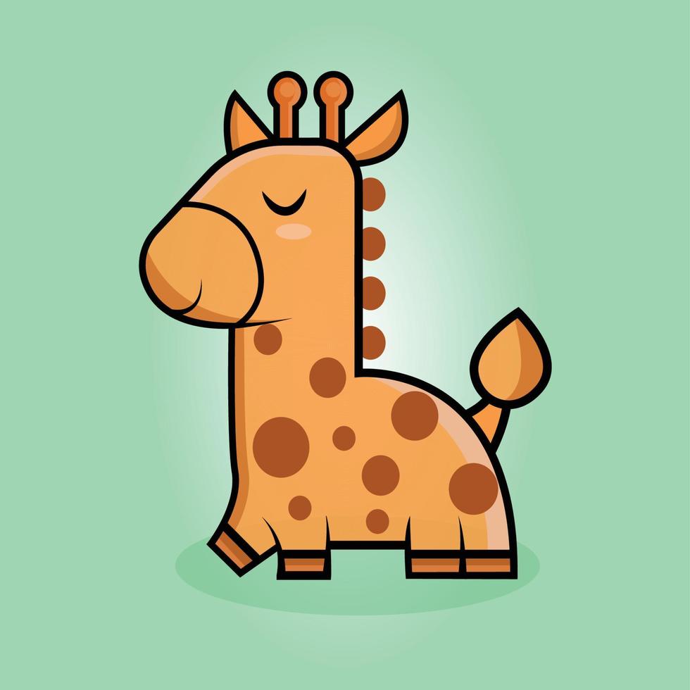 Giraffe Cute Cartoon Character Vector