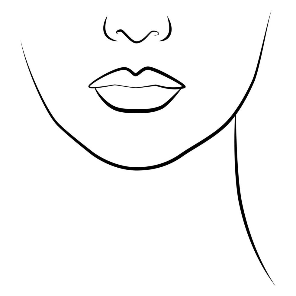 Portrait. A woman's face and colored spots. A continuous line of a portrait of a girl. Continuous drawing in one line. vector