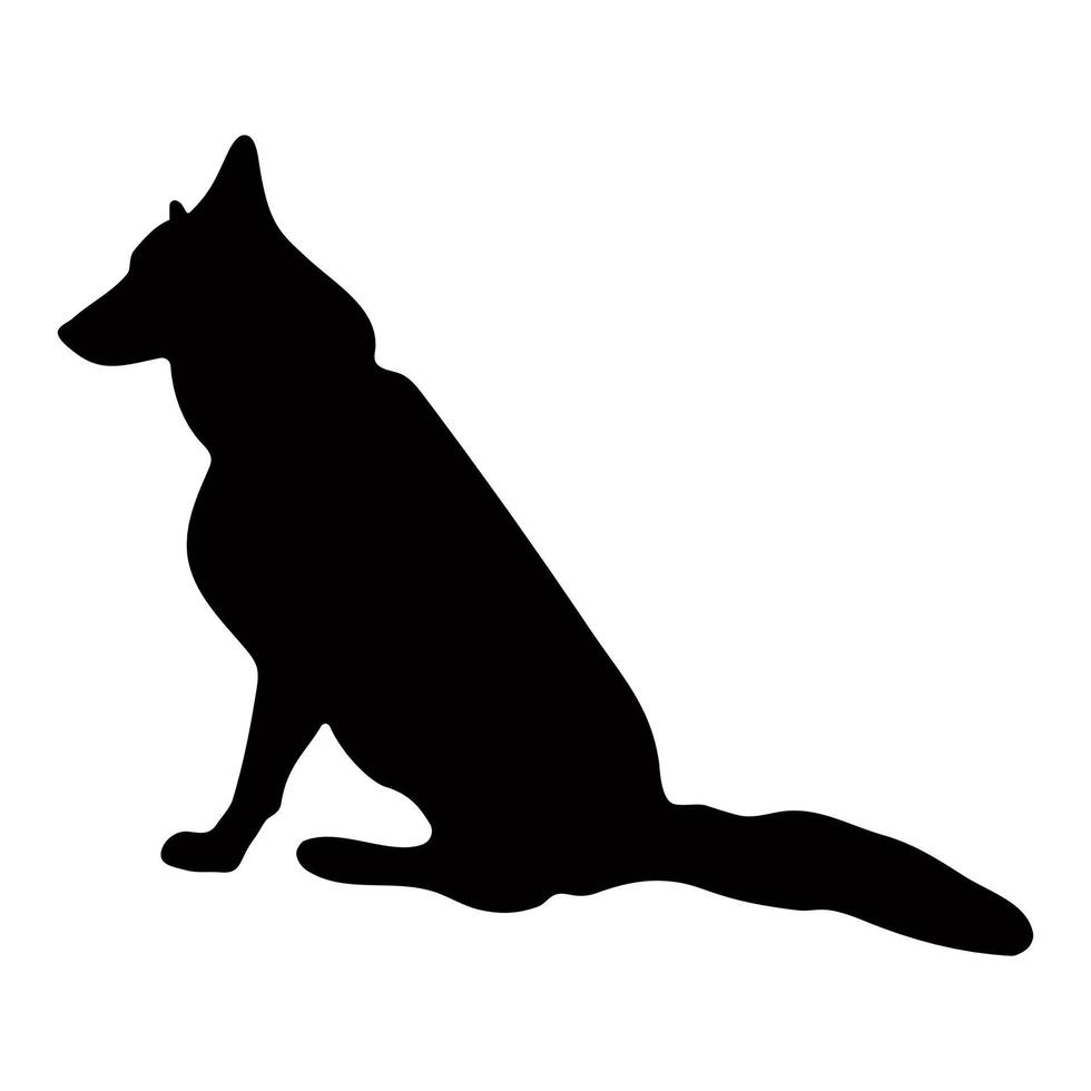 Black silhouette of a dog on a white background. Vector image.