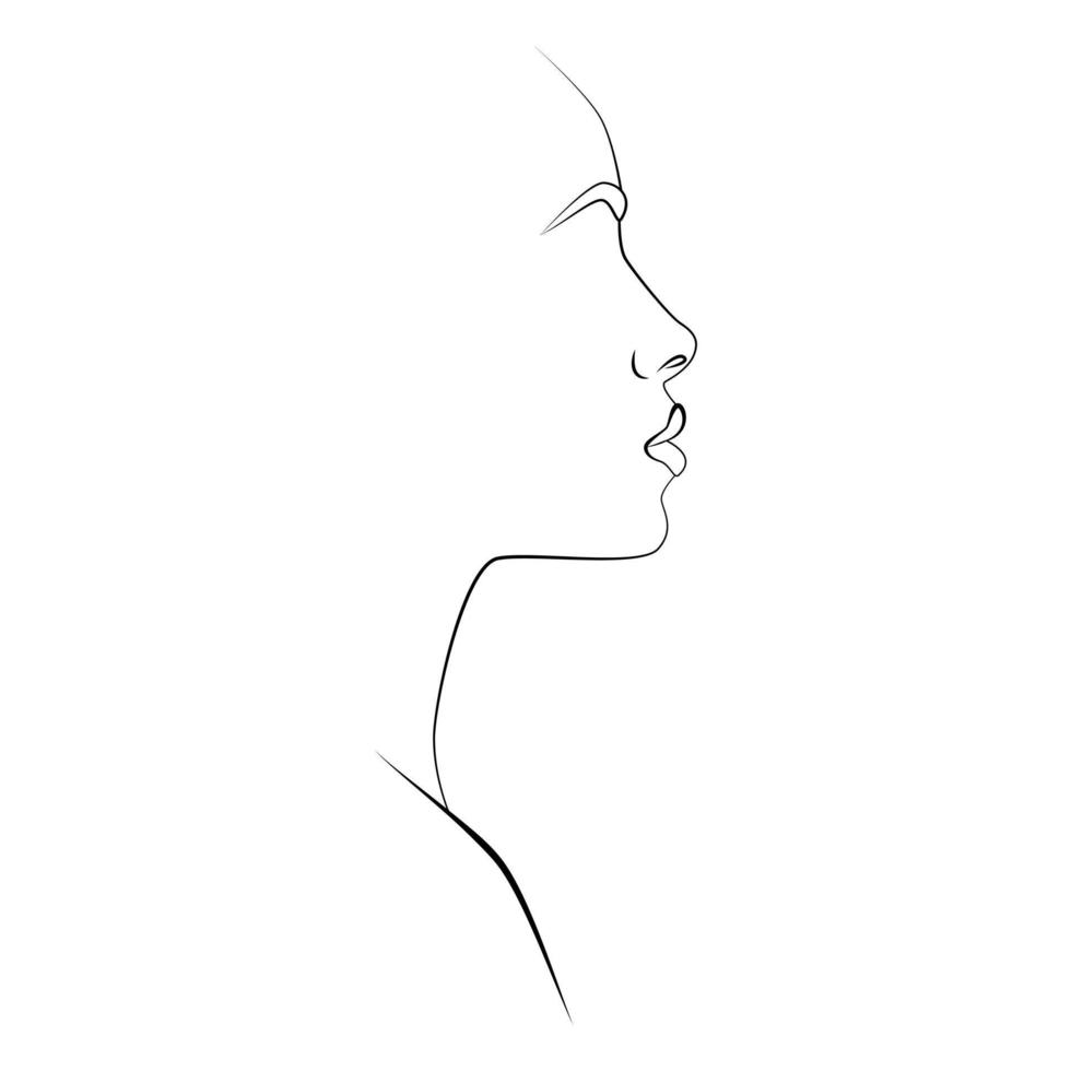 Portrait of people with a line. Continuous one line. vector