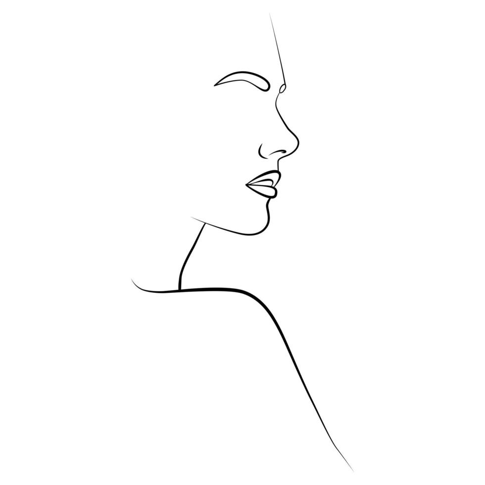 Portrait of people with a line. Continuous one line. vector