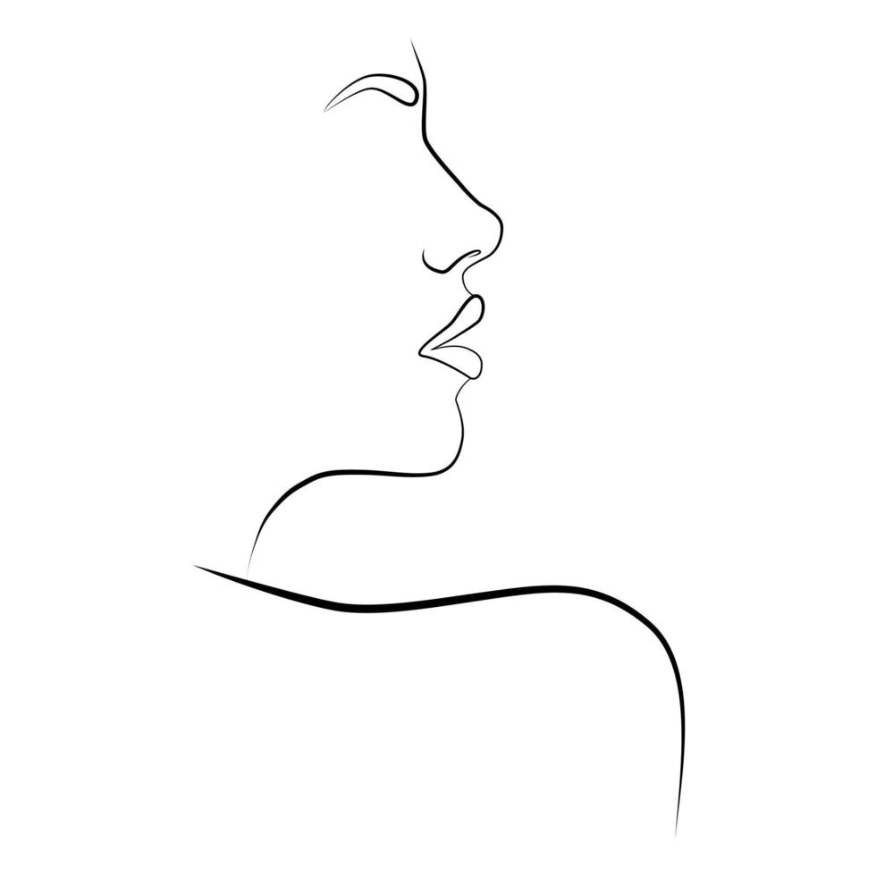 Portrait of people with a line. Continuous one line. vector