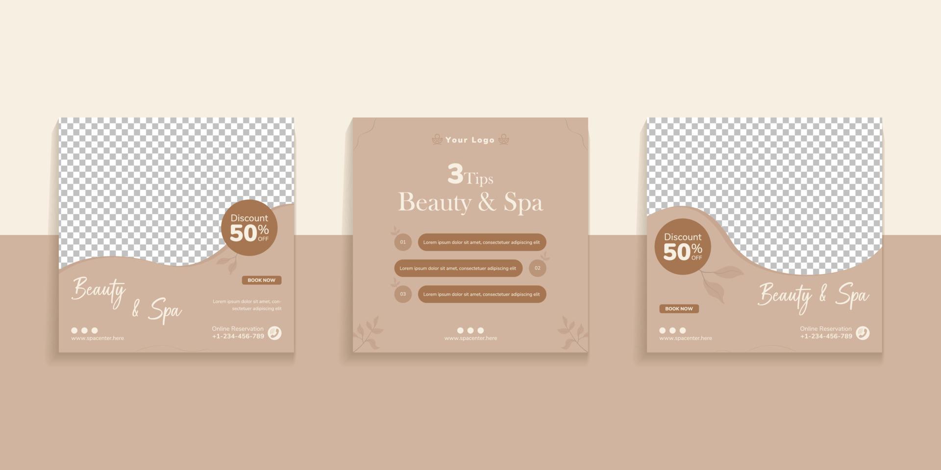 Beauty And Spa Social Media Post Template vector