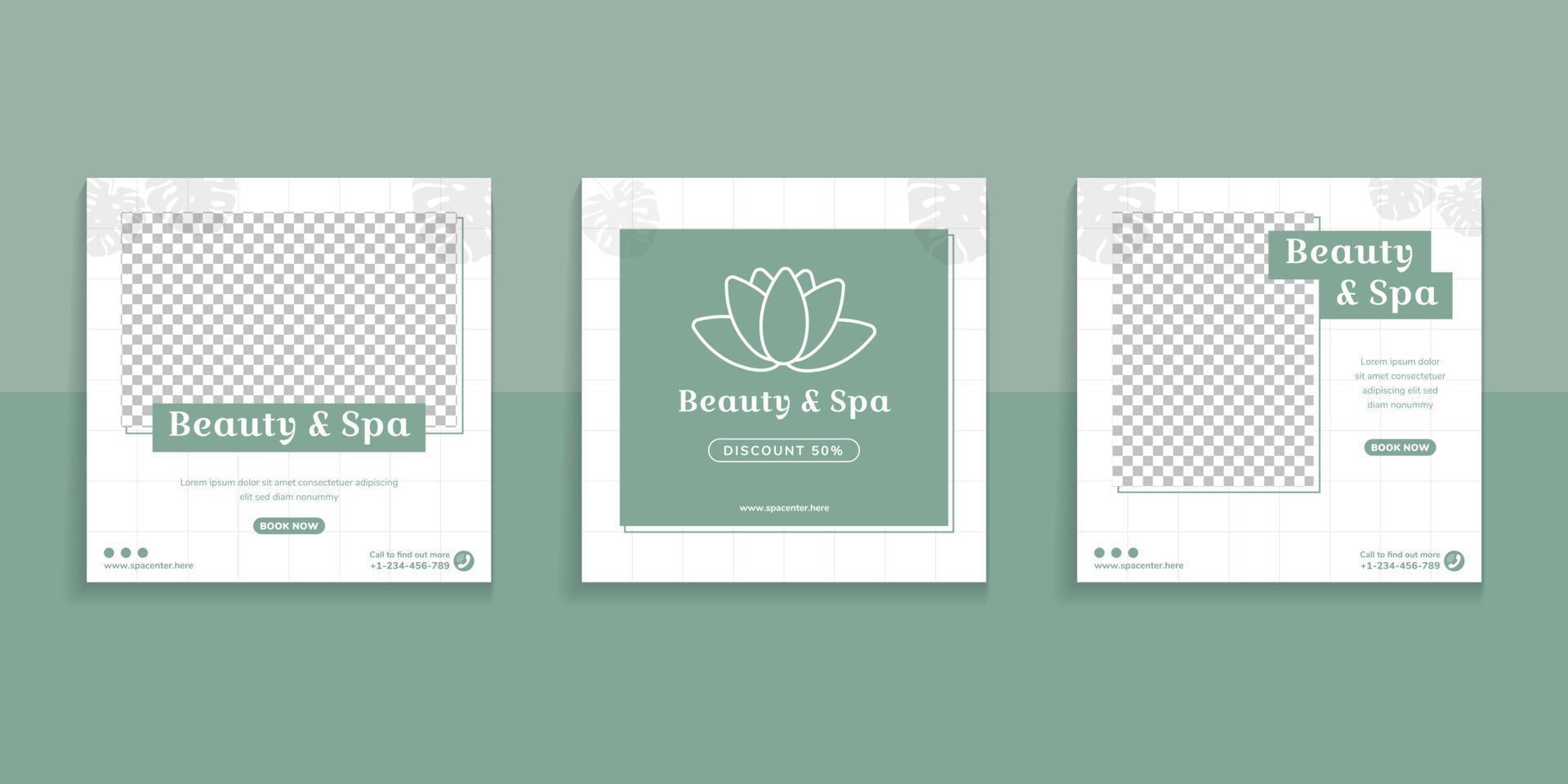 Beauty And Spa Social Media Post Template vector