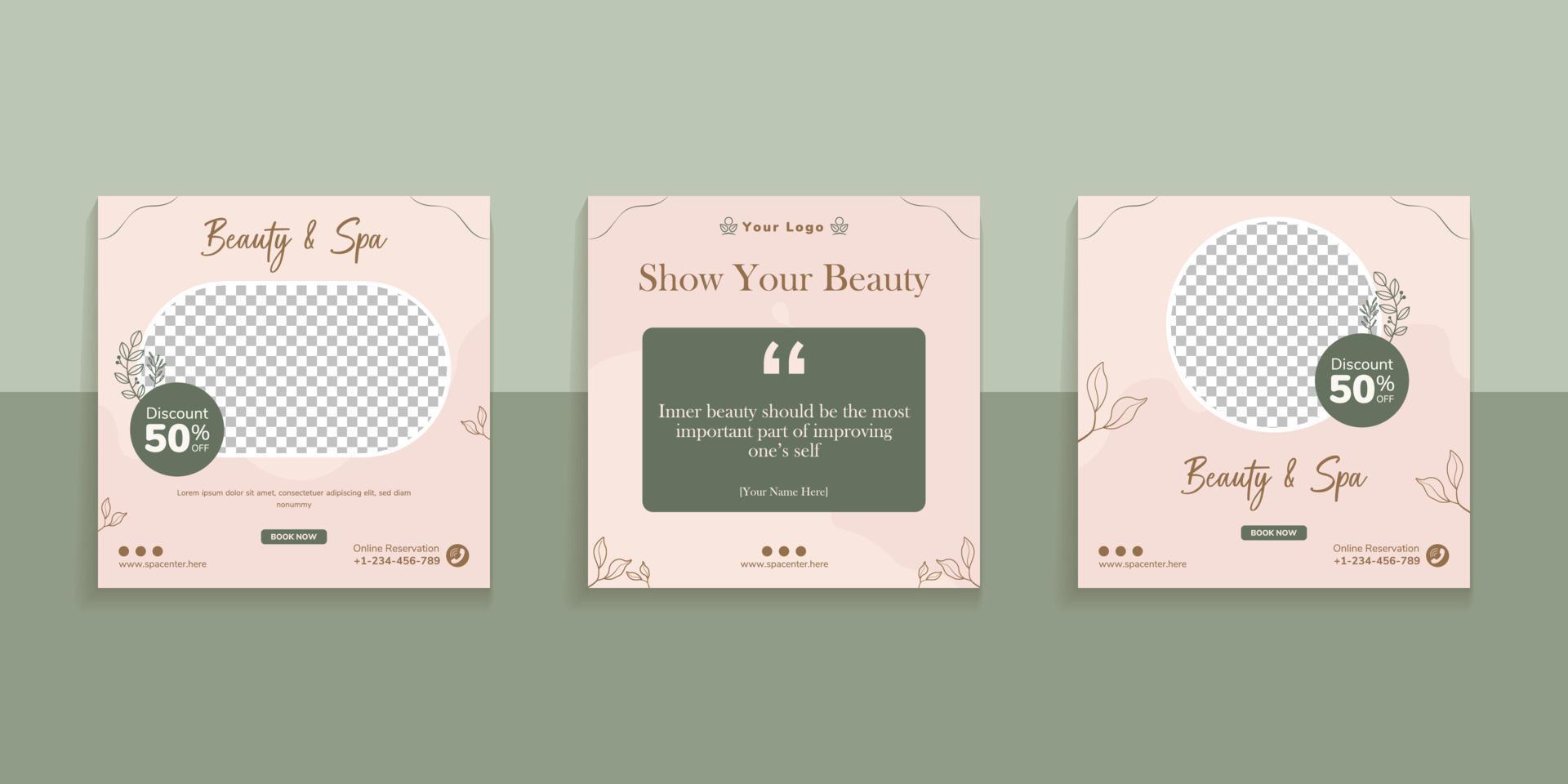 Beauty And Spa Social Media Post Template vector