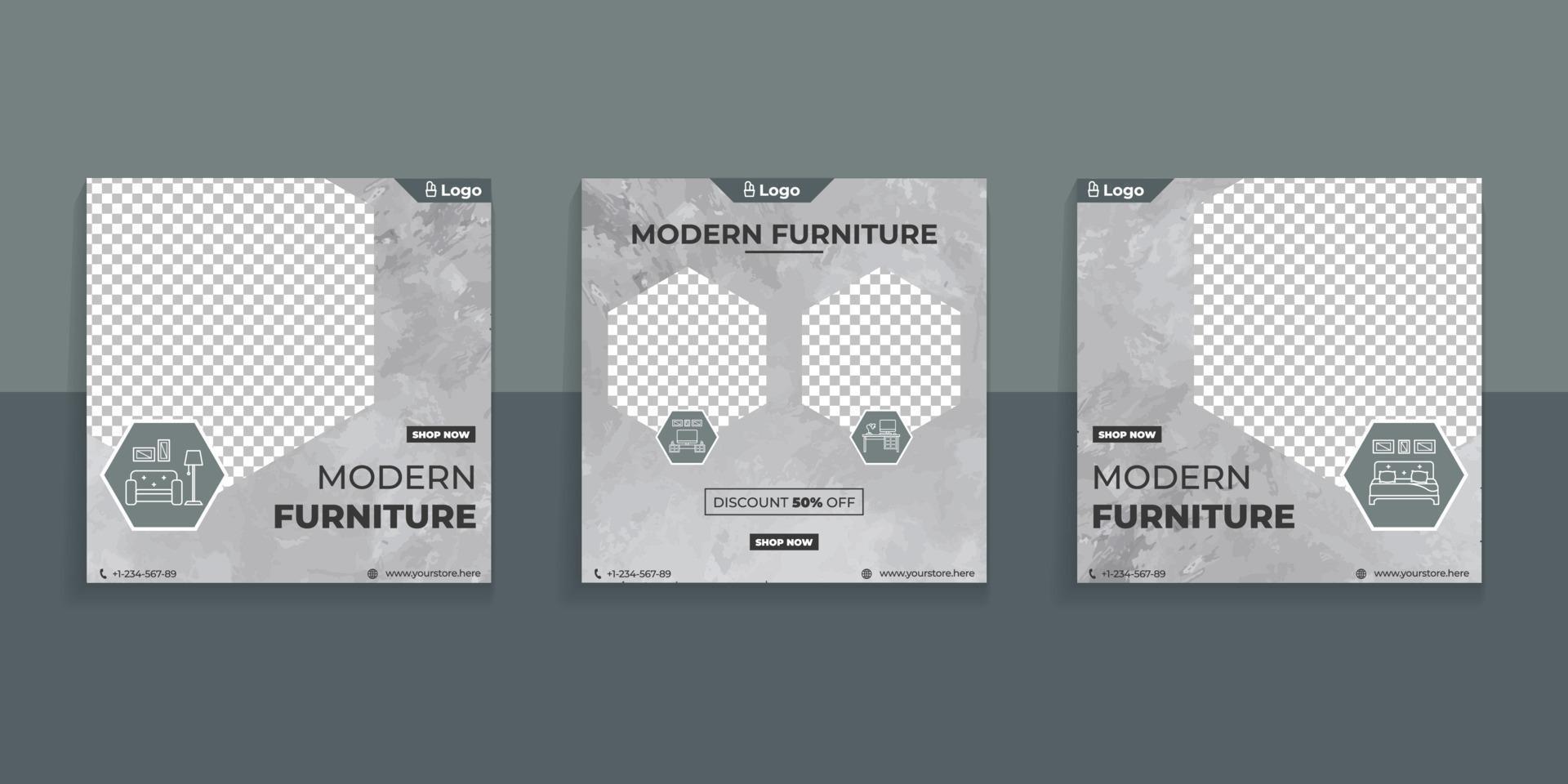 Furniture Social Media Post Template vector