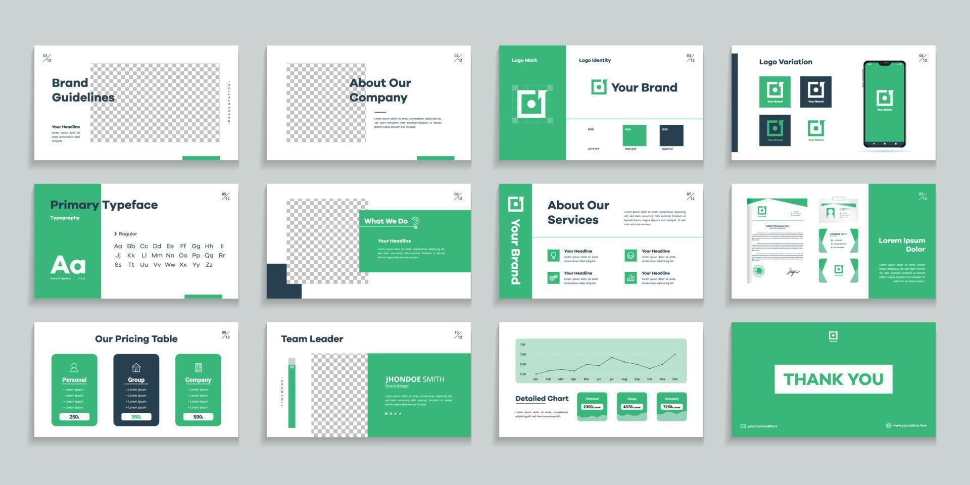 Minimalist Business Branding Company Presentation Template vector