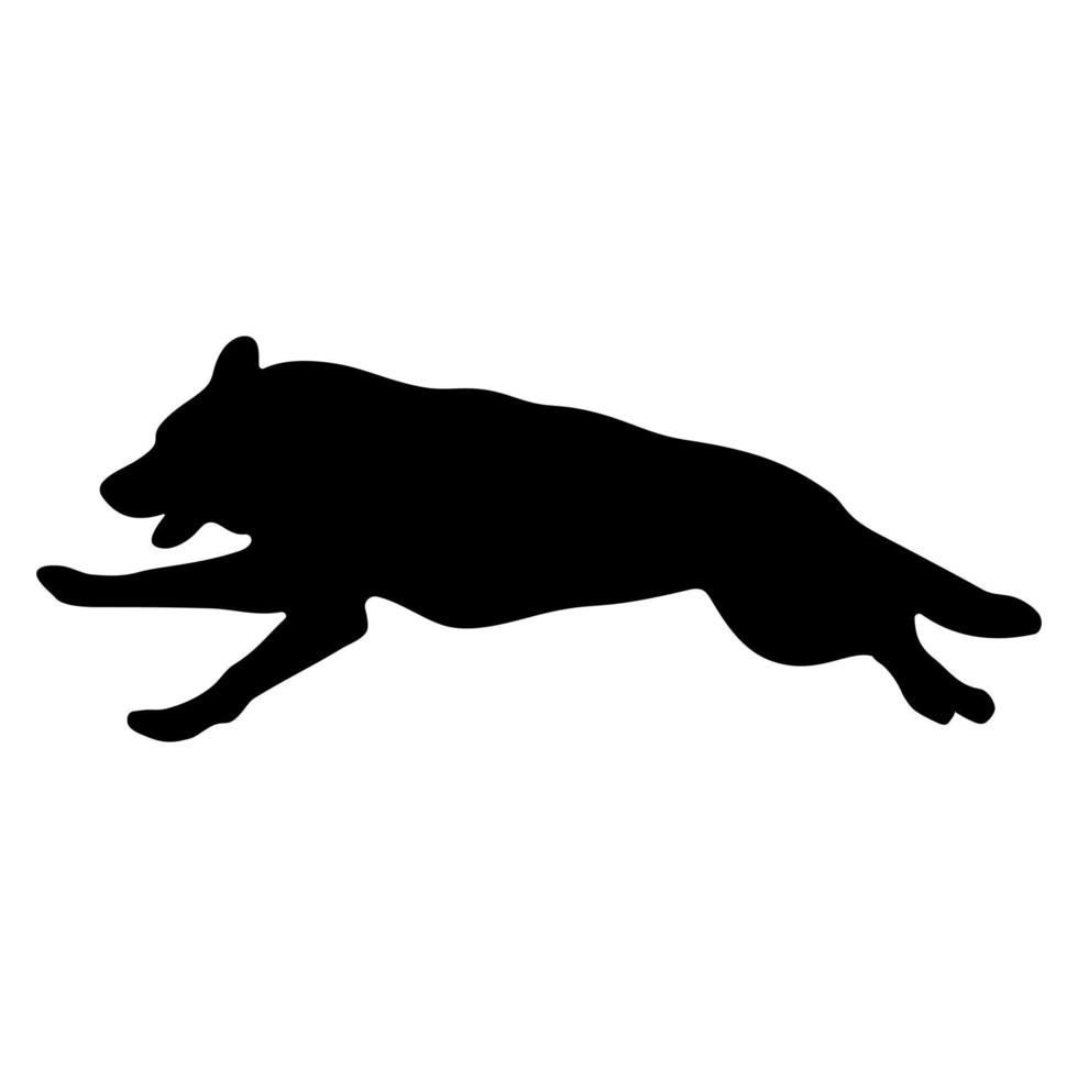 Black silhouette of a dog on a white background. Vector image.