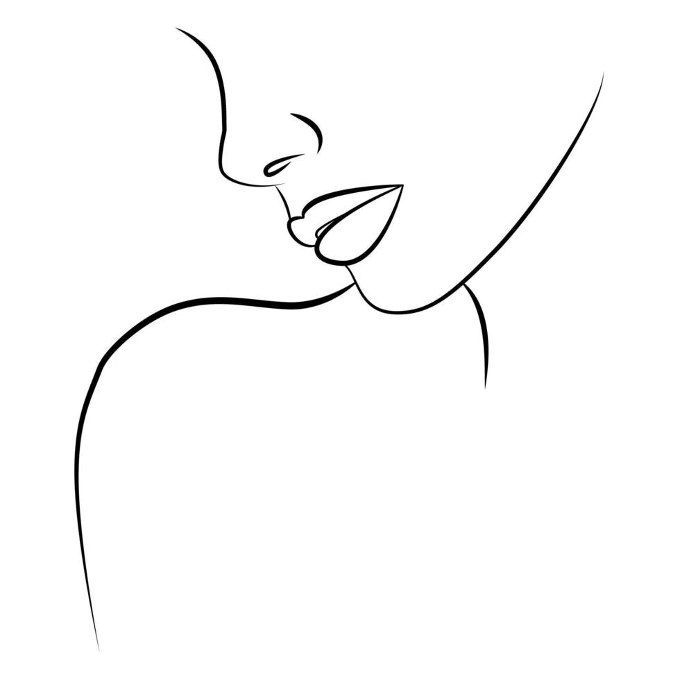 Portrait of people with a line. Continuous one line. vector