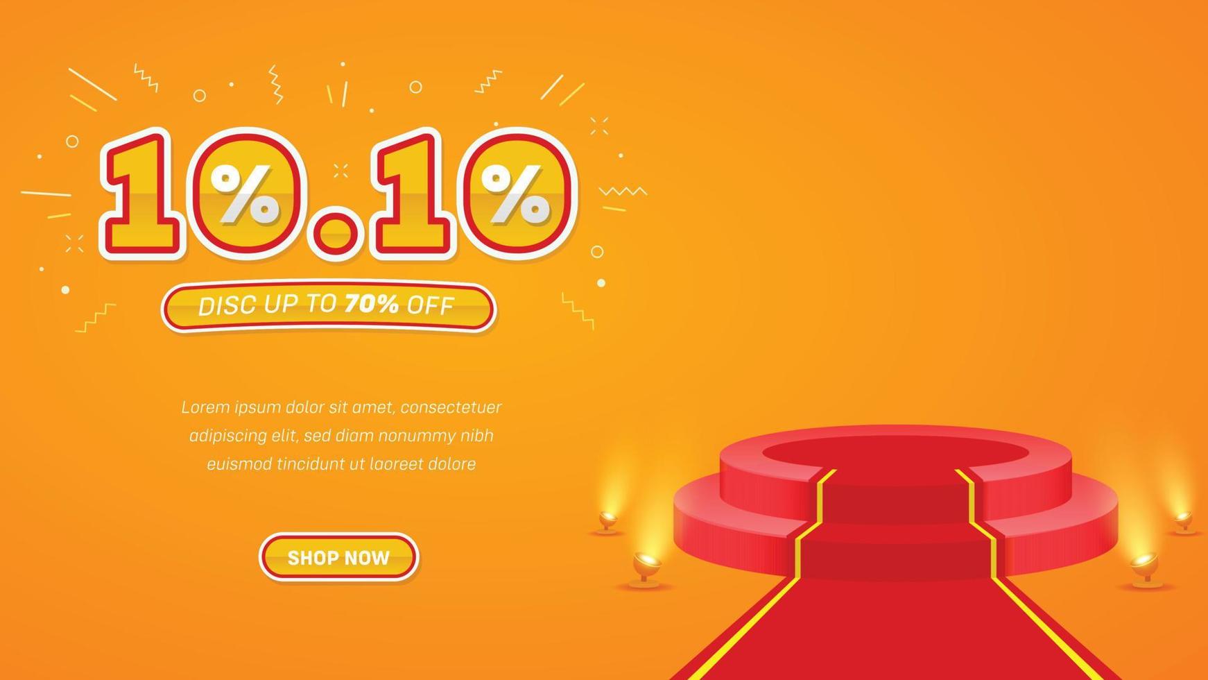 Background Banner Realistic 10.10 Flash Sale with Podium vector