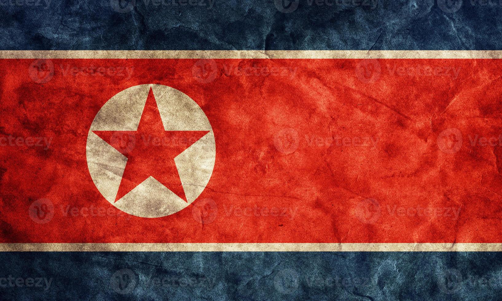 North Korea grunge flag. Item from my vintage, retro flags collection photo