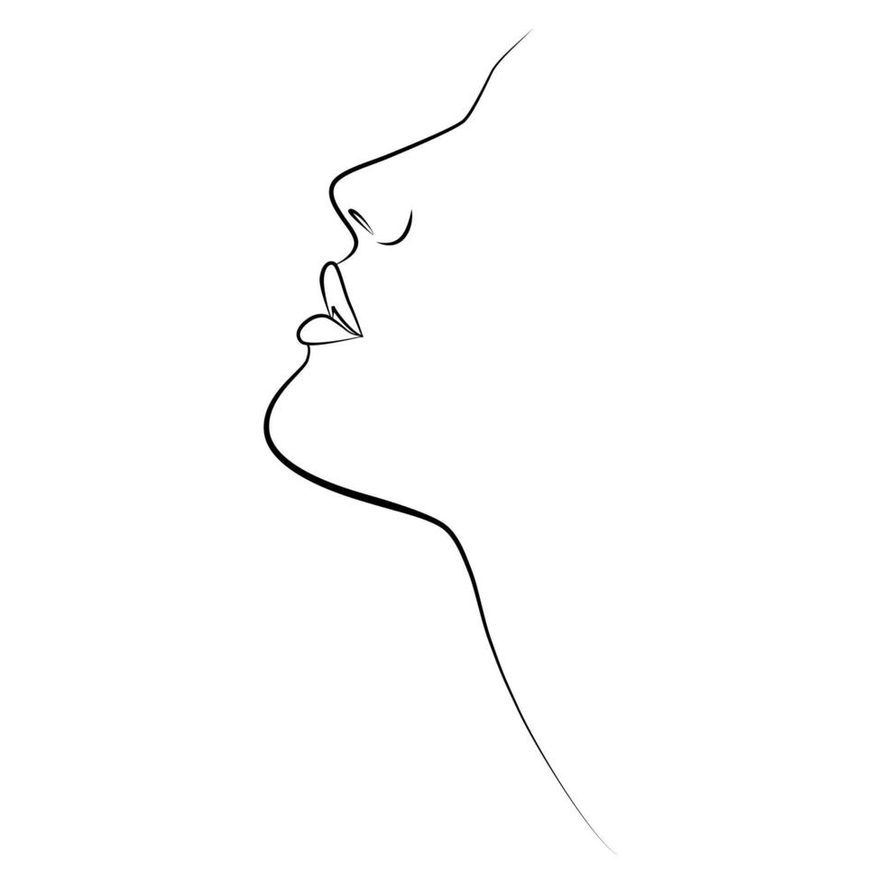 Portrait of people with a line. Continuous one line. vector