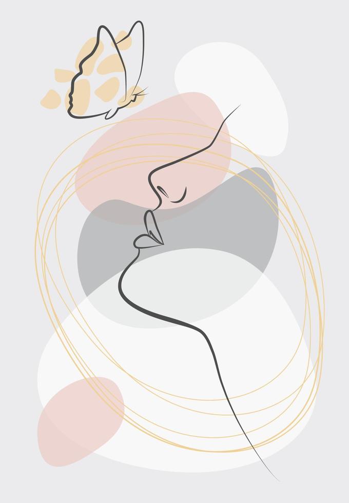 Drawing in the style of one line vector