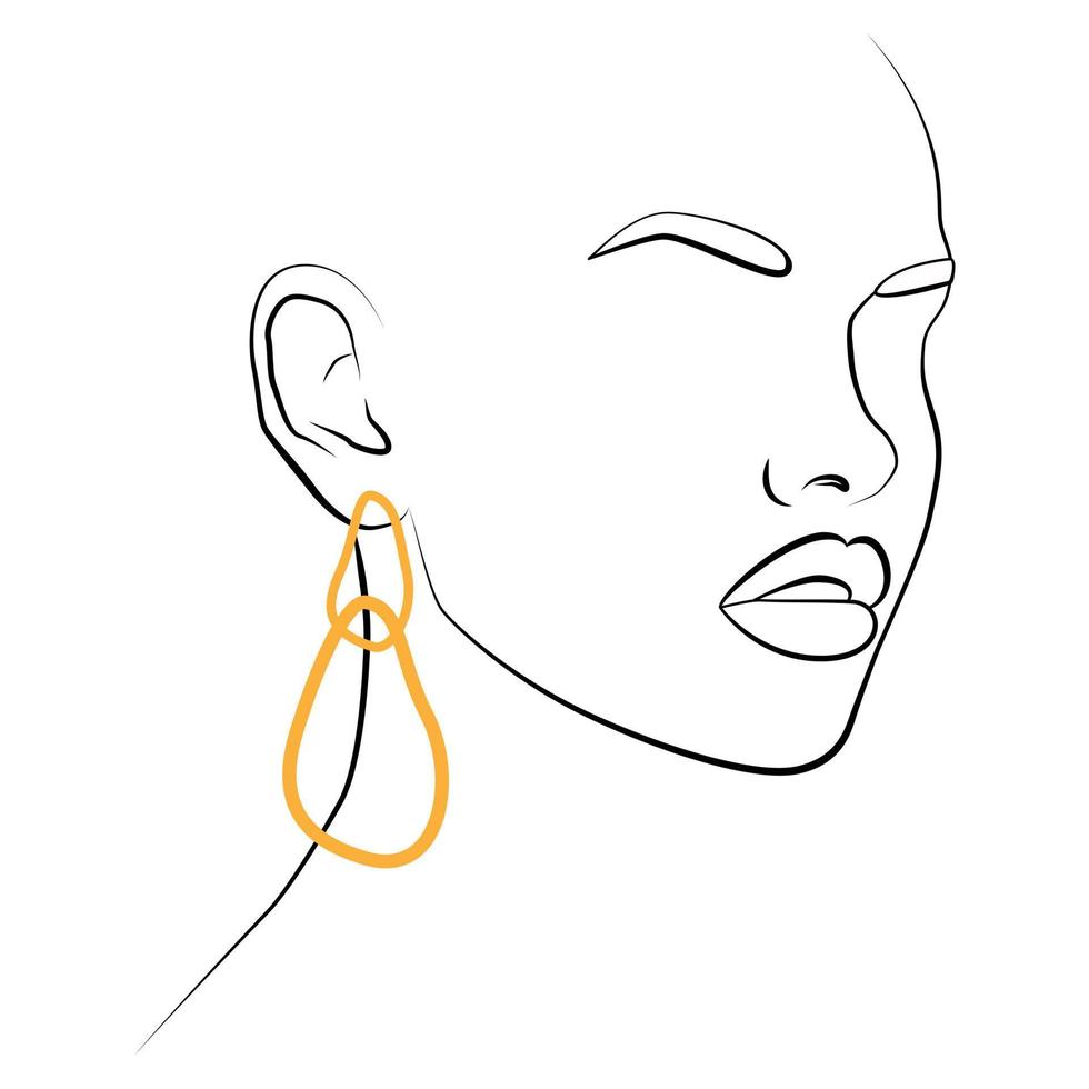 Portrait. A woman's face and colored spots. A continuous line of a portrait of a girl. Continuous drawing in one line. vector