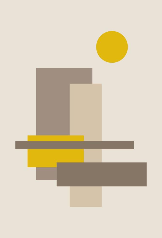 Afiche moderno abstracto de mediados de siglo con formas geométricas. vector