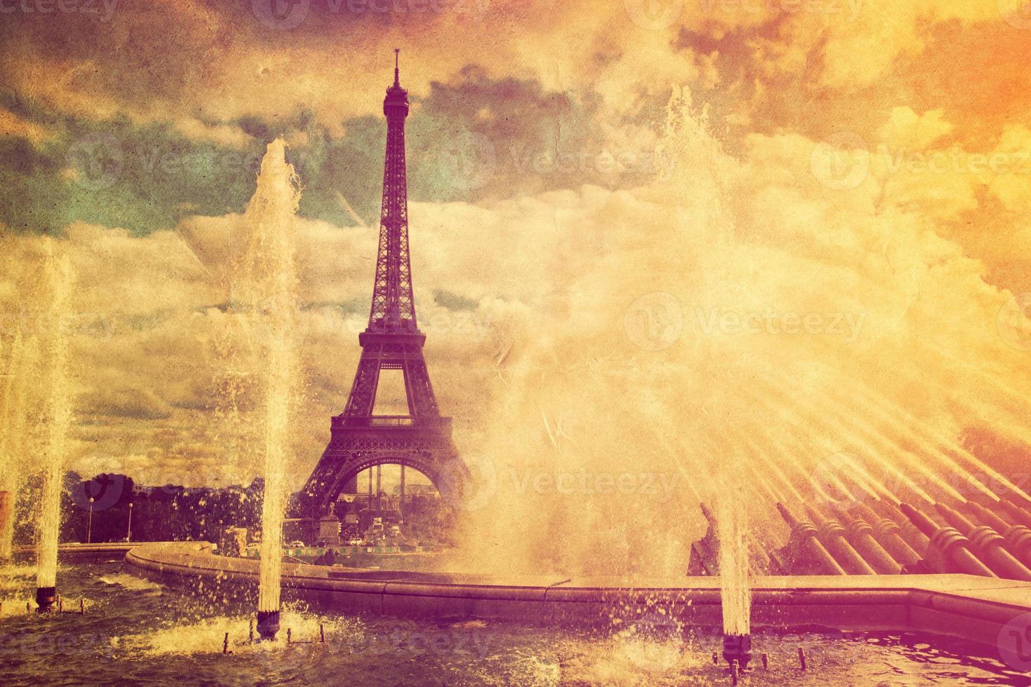 Eiffel Tower in Paris, Fance in retro style. photo