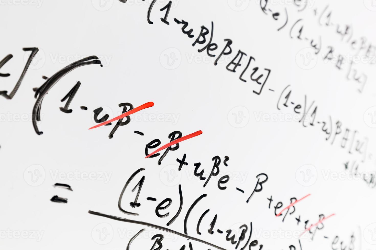 Complex math formulas on whiteboard. Mathematics and science with economics photo