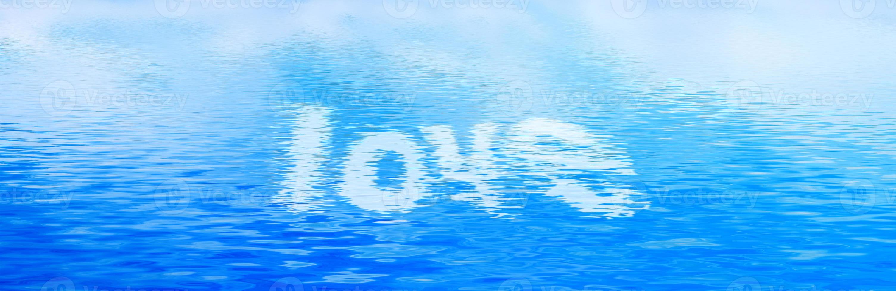 Love text in clean water waves. Banner, panorama. photo