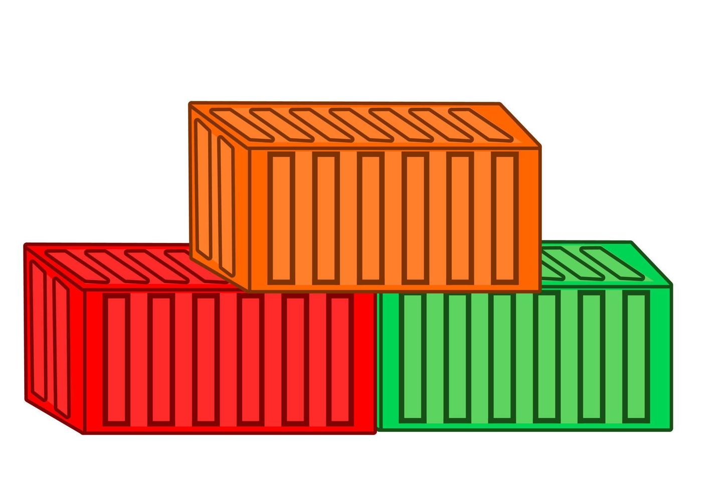 set of freight container. large container for ship isometric isolated in white background, vector illustration