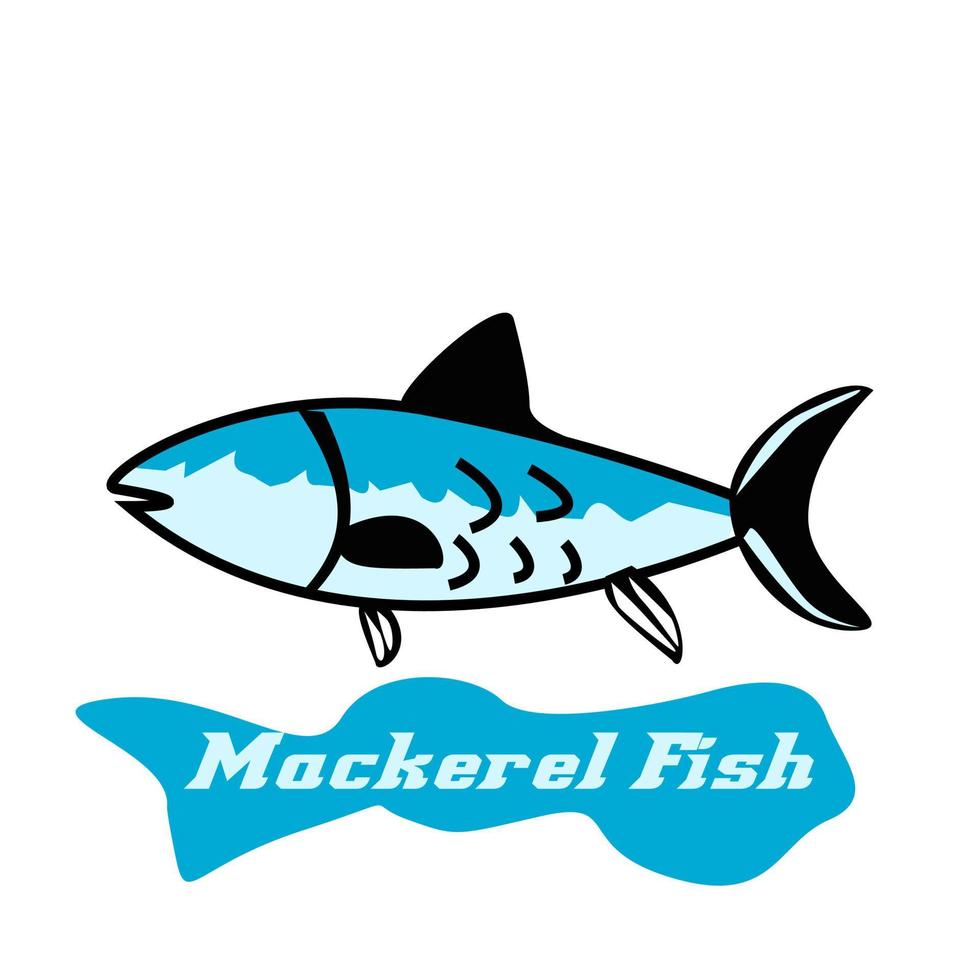 pescado azul caballa aislado en estilo plano de fondo blanco vector