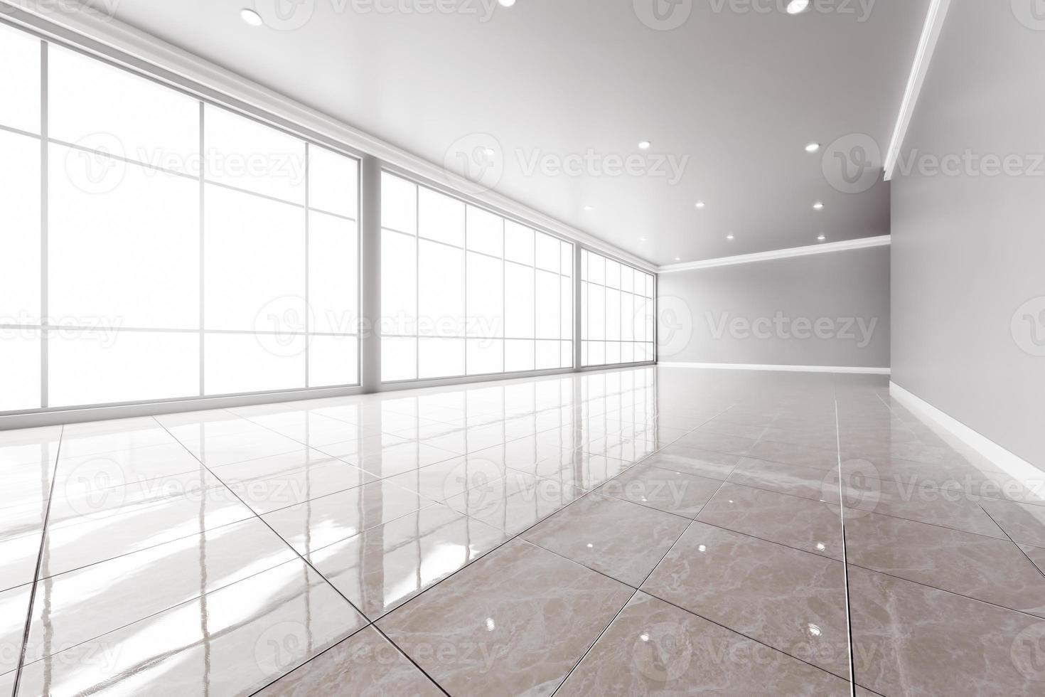 Modern empty office interior with big windows. photo