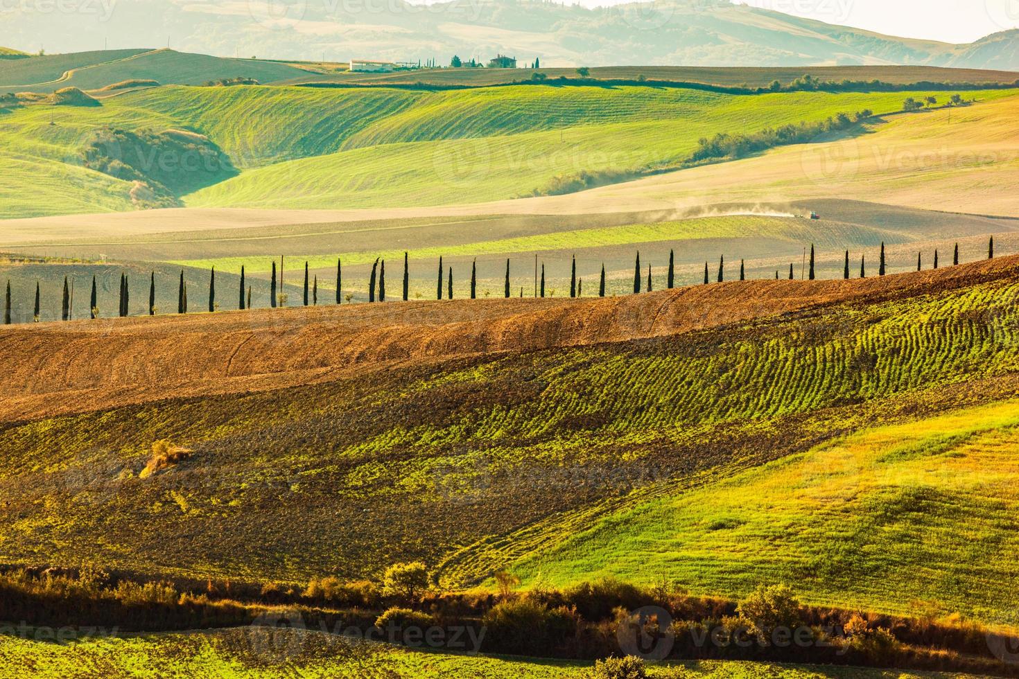 Tuscany fields autumn landscape, Italy. Harvest season photo