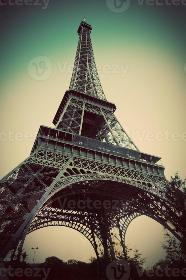 Eiffel Tower in Paris, Fance in retro style. photo