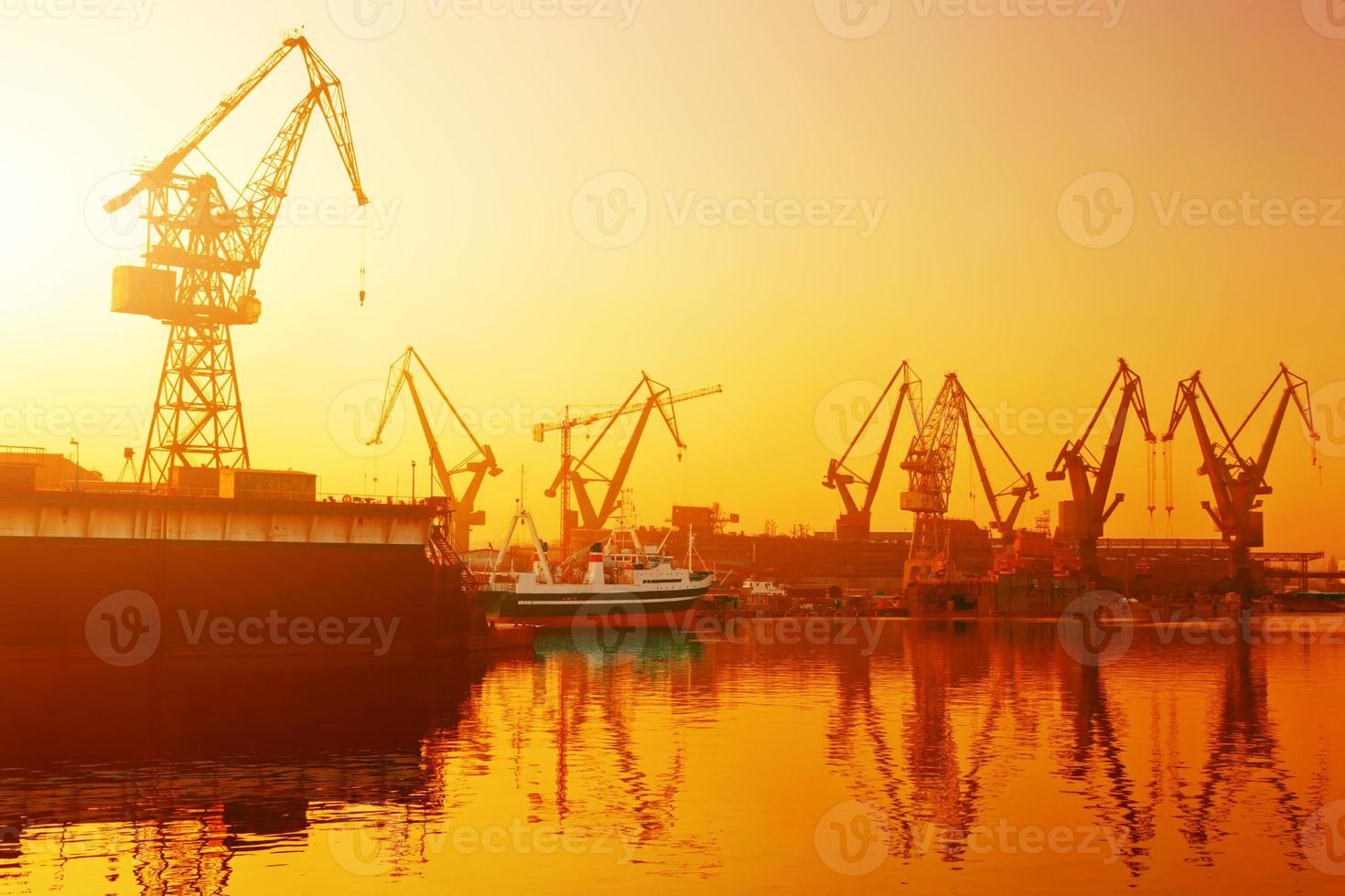 Cranes in historical shipyard in Gdansk, Poland photo