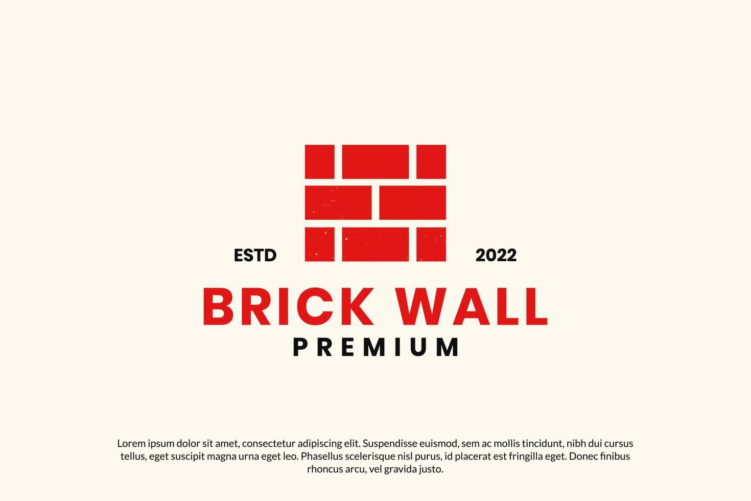 Flat rustic brick wall logo design vector