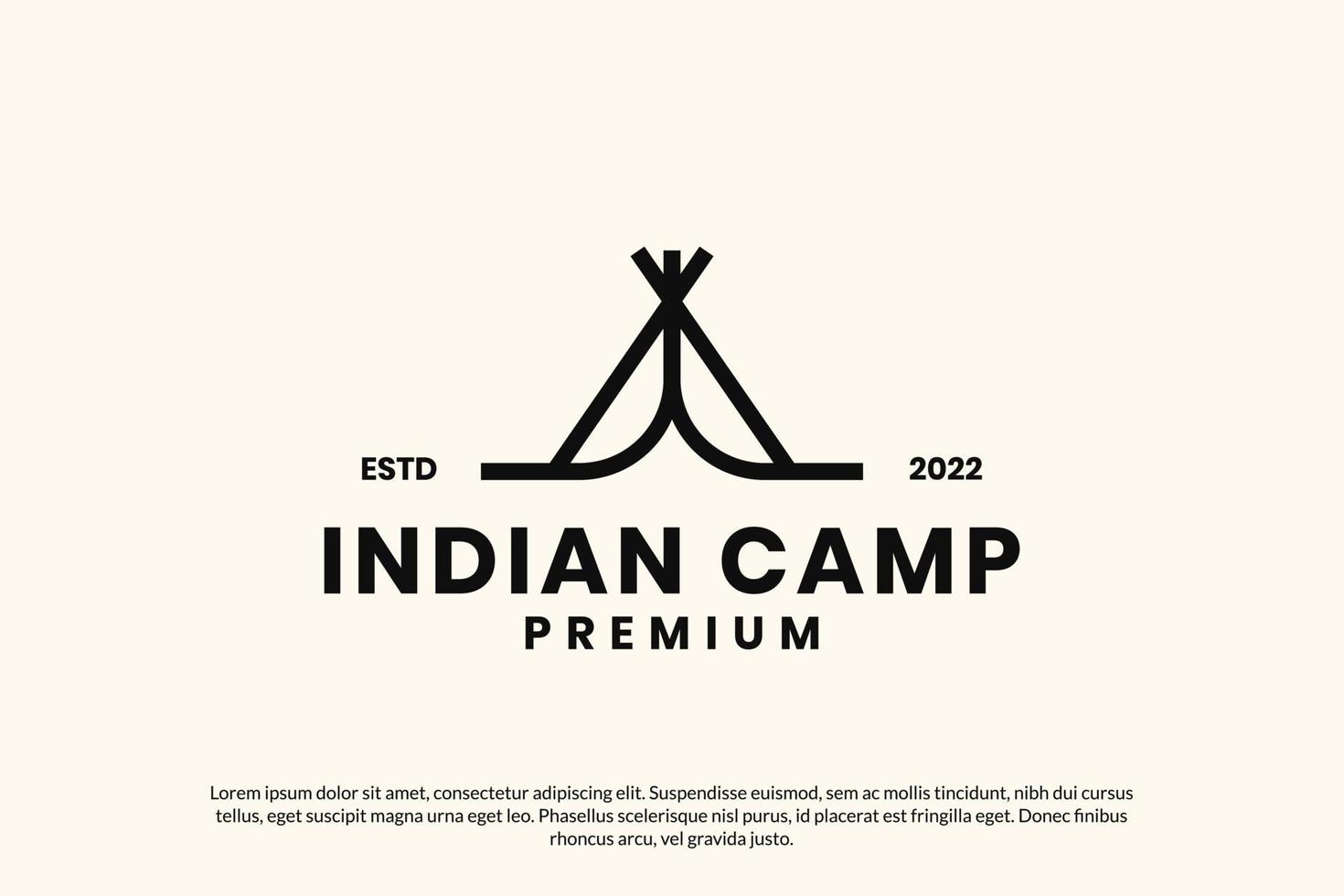 Flat camp indian logo design vector template