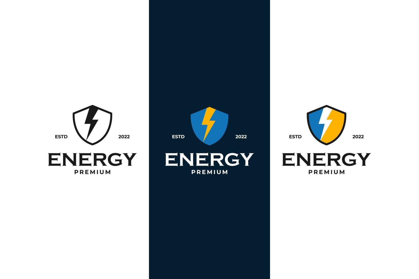 Flat set of modern shield energy logo design vector
