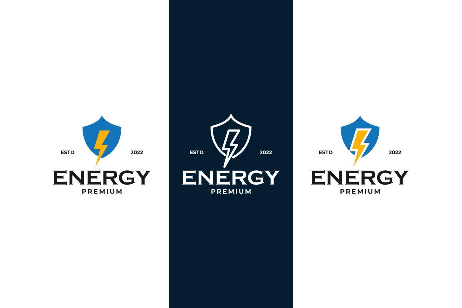 conjunto plano de vector de diseño de logotipo de energía de escudo moderno